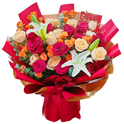 赤峰19朵玫瑰百合，爱情永不凋零