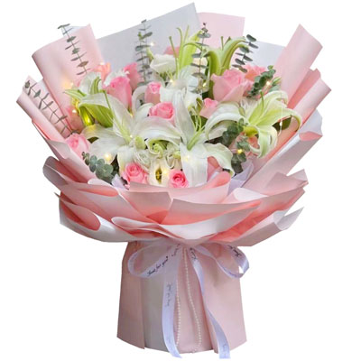 赤峰16朵粉玫瑰百合，感情稳定坚固