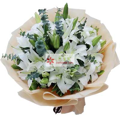 赤峰9支白色多头百合，祝福你幸福